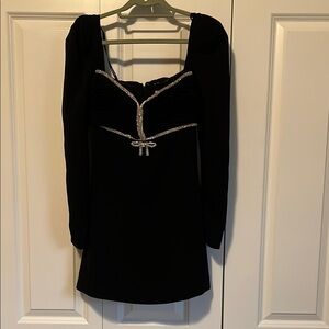 NWT Self Portrait black rhinestone dress. Size US 4